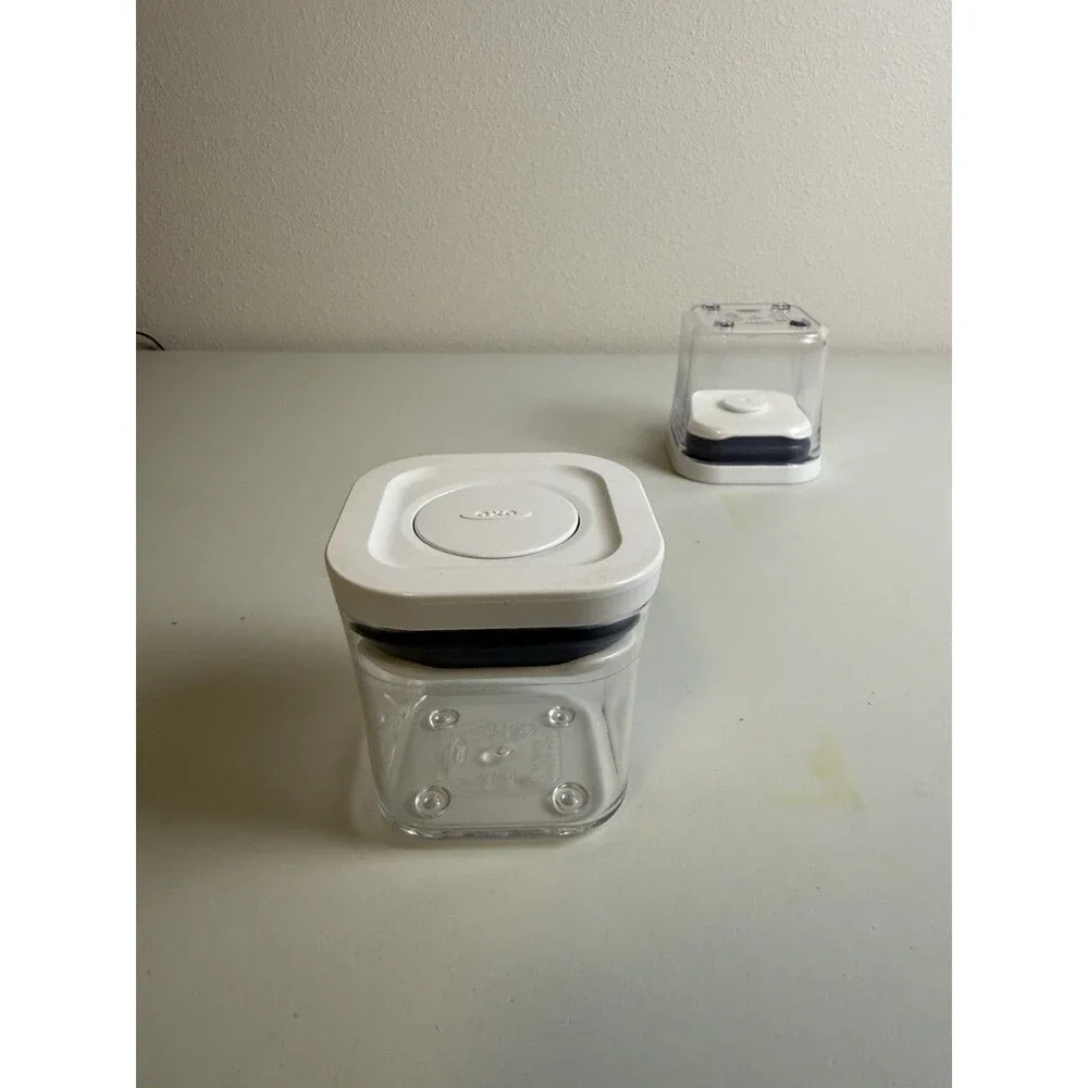 OXO POP Stackable Square Clear Food Storage Containers Snap Lids Set of 3 0.2qt